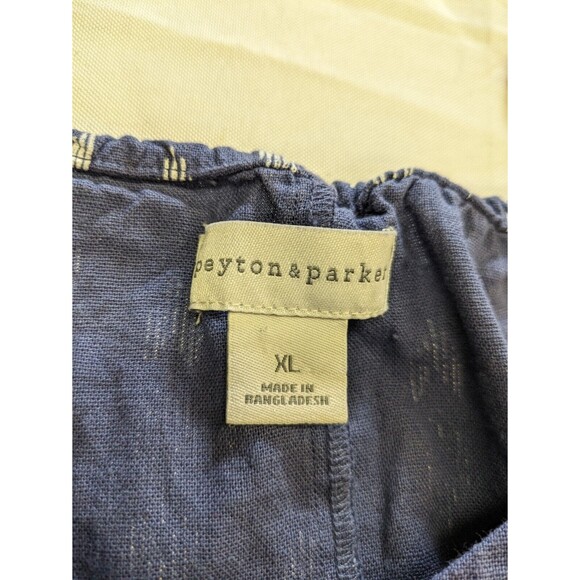 Peyton & Parker Blue Linen Blend Maxi Dress Tassels Side Slits Beachy XL - Picture 6 of 7